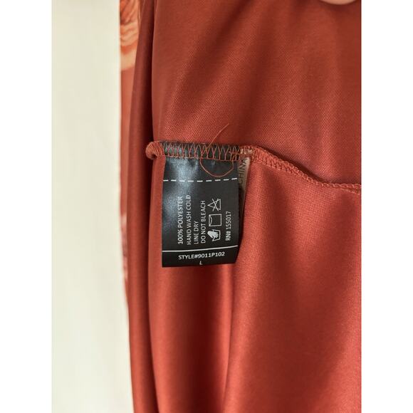 Baltic Born Dress Large Maxi Long Orange Floral Aline Long Sleeve Vneck New - Picture 10 of 13